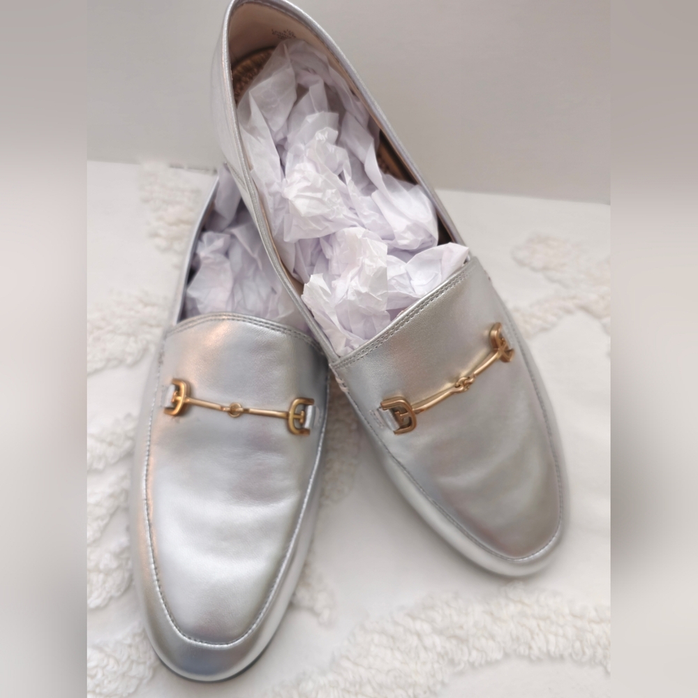 Sam Edelman Lorraine Bit Buckle Flat Loafer Women's Size 6.5 Silver